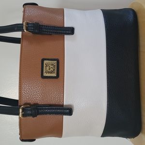 Anne Klein Faux Leather Color block Stripped Purse Gently used